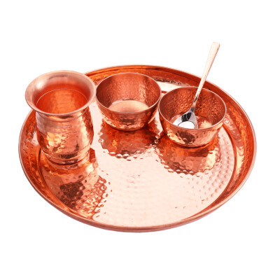 Copper Thali Set / Copper Dinner Set - KB210