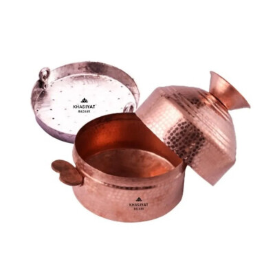 Pure copper Modak Patra / Steamer with kalhai on steaming plate - KB212