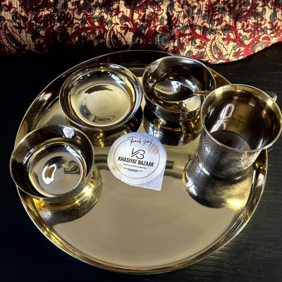 Bronze or Kansa Heavy Thali / Dinner Set Prince (Glossy) Product Code – KB516