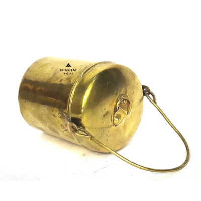 Vintage Brass Kadi Dabba / Canister with handle