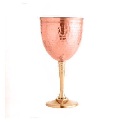 Wine Glass / Champagne Goblet / Decorative Glass / Bar Glass Hammered (With Kalhai/Tin Lining) - KB 226